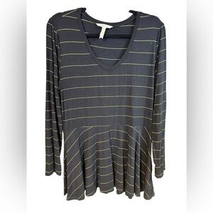 Matilda Jane Womens Peplum Black and Gold Striped Top Large